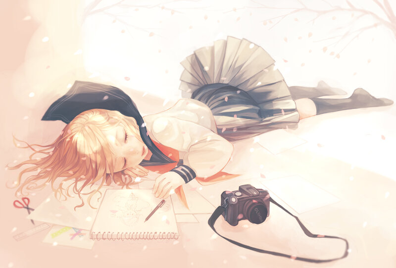 Blonde Girl Sleeping — Pink