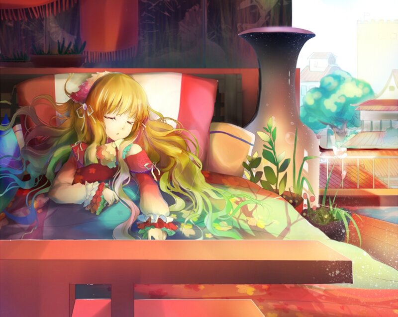 Blonde Girl Sleeping — Red, Serene