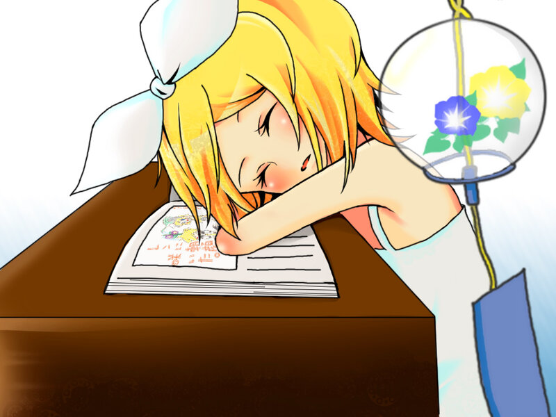 Blonde Girl Sleeping — Yellow, Peaceful, Anime