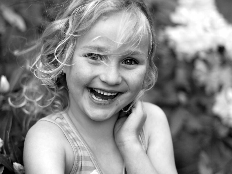 Blonde Girl Smiling — Black