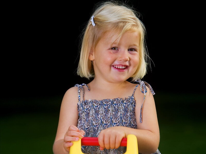 Blonde Girl Smiling — Yellow