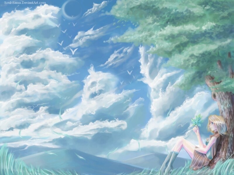 Blonde Girl under Tree