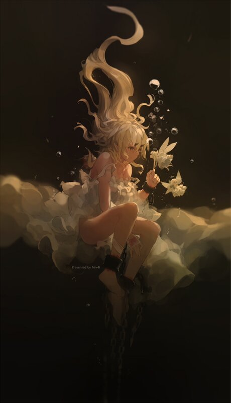Blonde Girl Underwater — Black