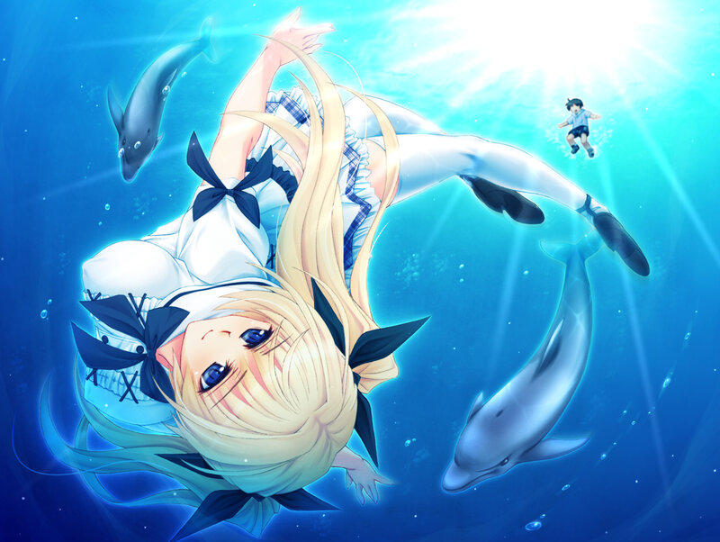 Blonde Girl Underwater — Blue