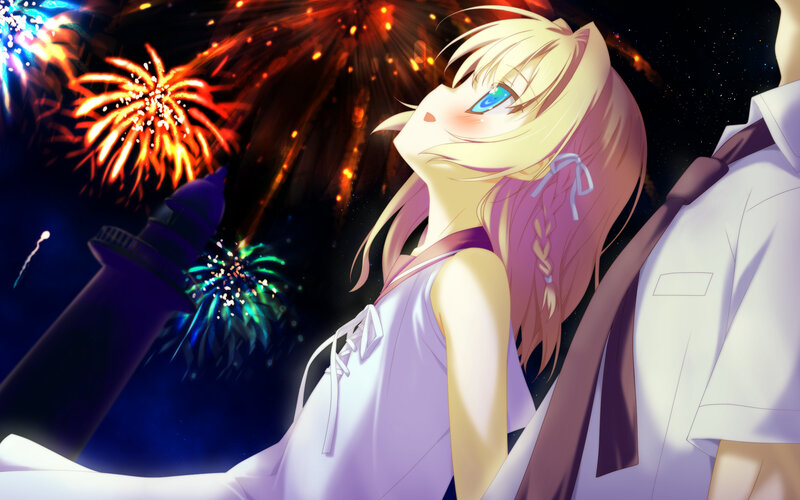 Blonde Girl Watching Fireworks