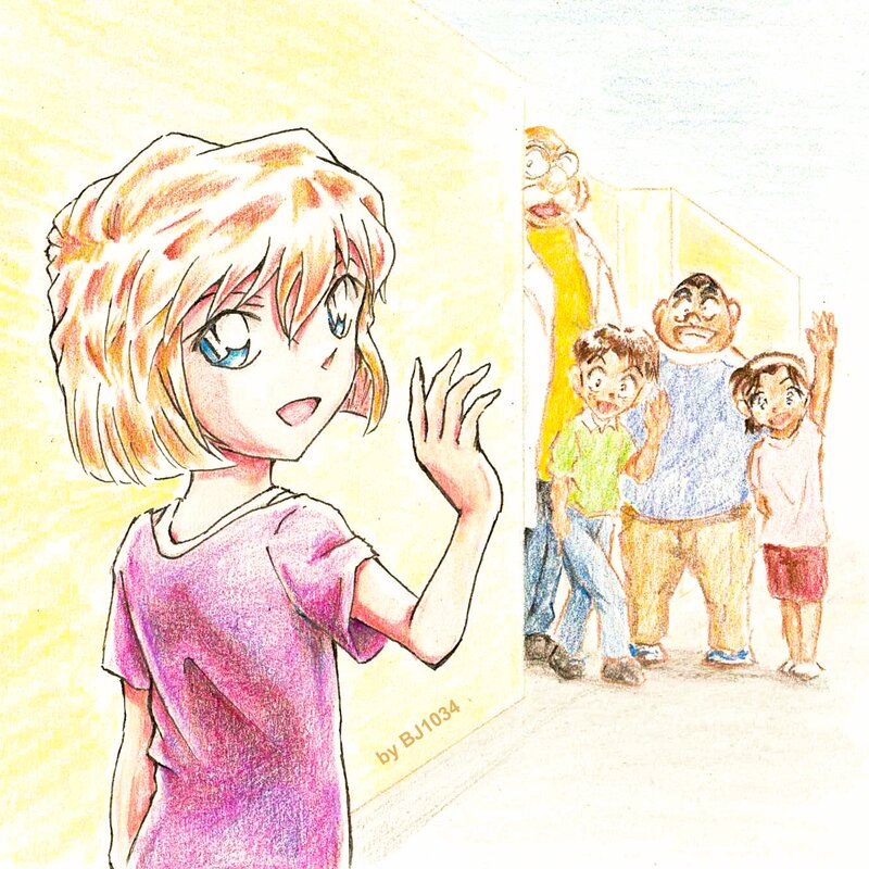 Blonde Girl Waving — Yellow, Friendly