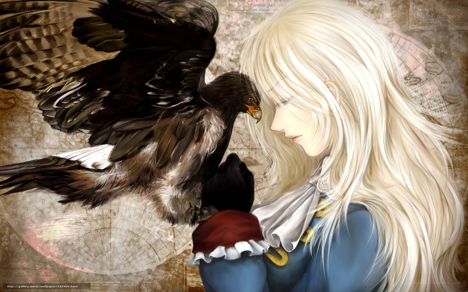 blonde girl with a bird