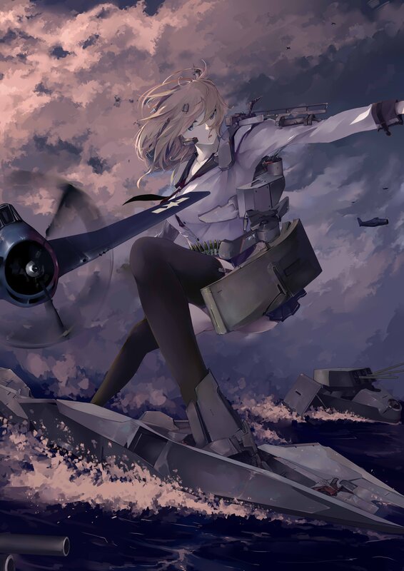 Blonde Girl with Aircraft