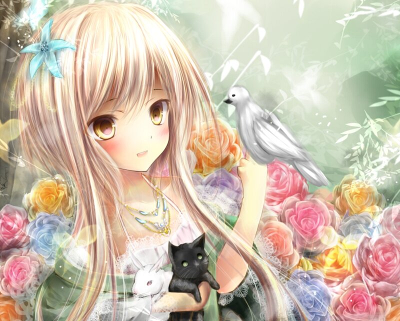 Blonde Girl with Animals — Pink