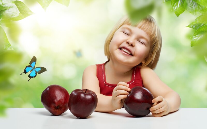 Blonde Girl with Apples