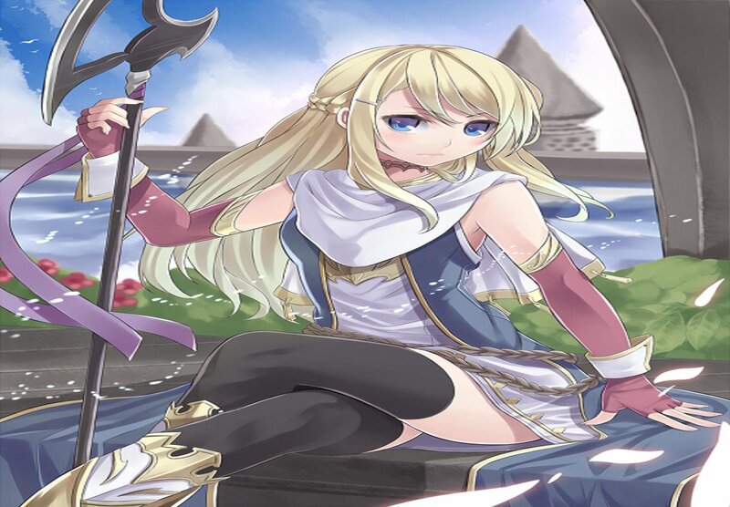Blonde Girl with Axe — Blue
