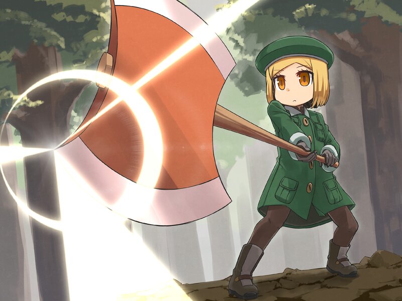 Blonde Girl with Axe — Green