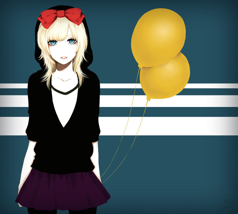Blonde Girl with Balloons