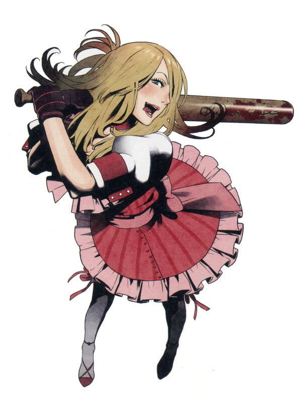 blonde girl with baseball bat