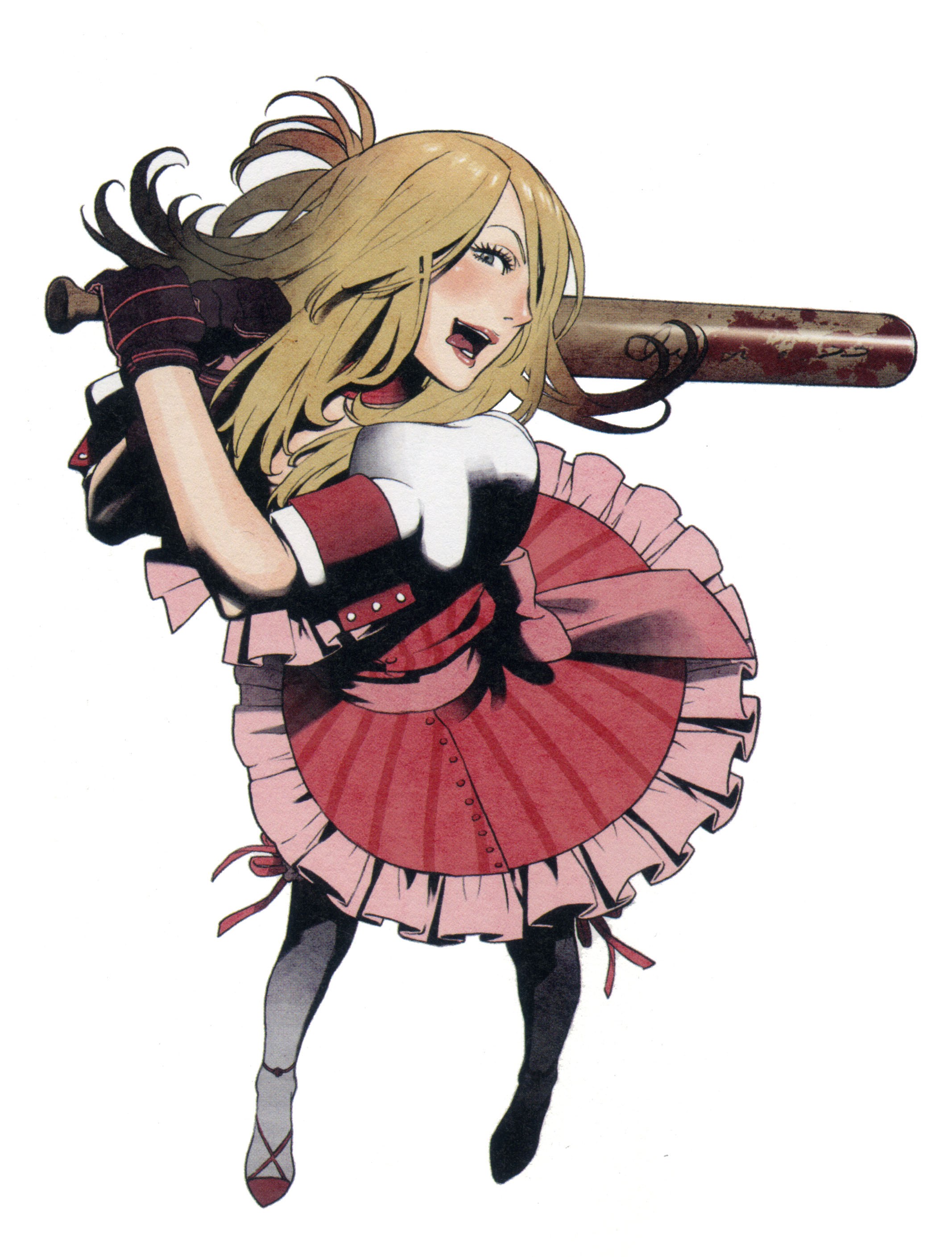 blonde girl with baseball bat