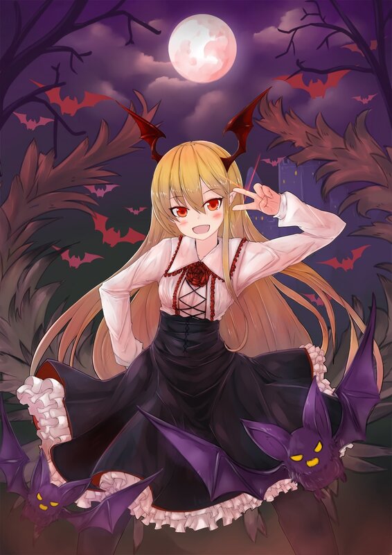 Blonde Girl with Bat Wings — Purple