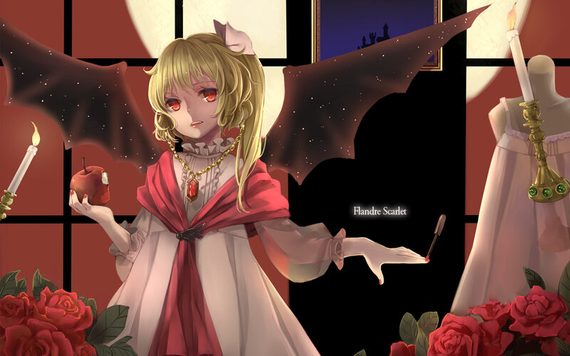 Blonde Girl with Bat Wings — Red