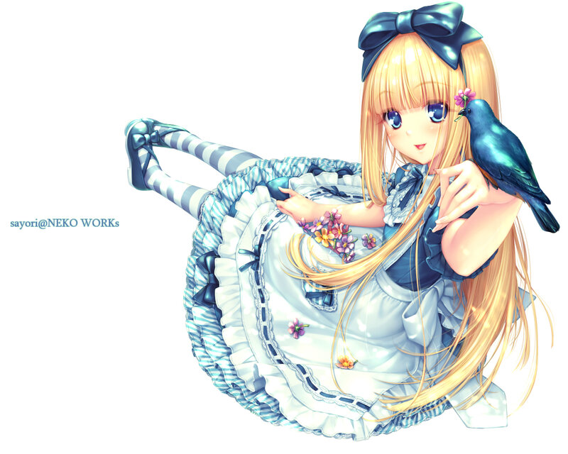 Blonde Girl with Bird — Blue, Calm