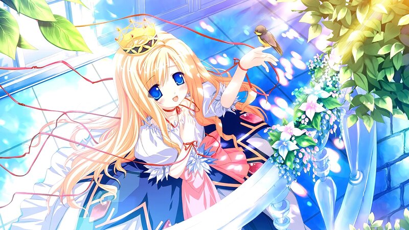 Blonde Girl with Bird — Blue, Serene, Morning