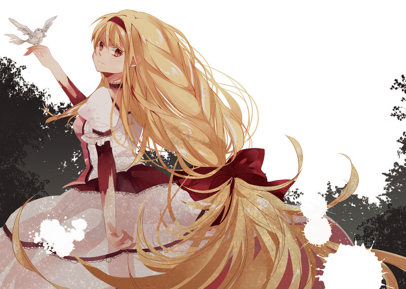 Blonde Girl with Bird — Gold