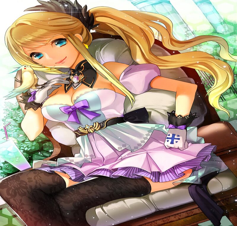 Blonde Girl with Bird — Purple