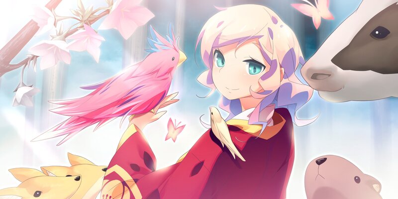 Blonde Girl with Birds — Pink