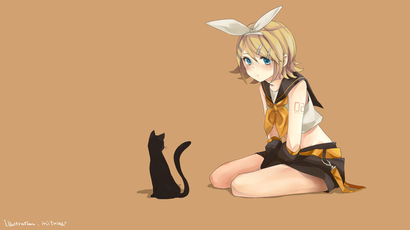 Blonde Girl with Black Cat — Brown