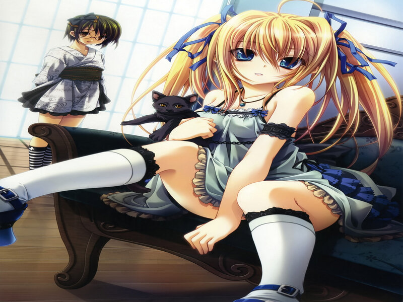 Blonde Girl with Black Cat — Calm