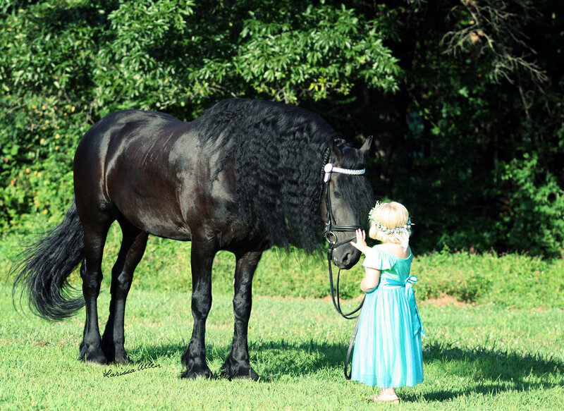 Blonde Girl with Black Horse