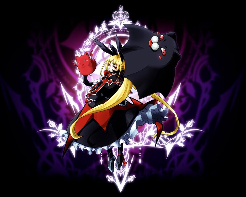 Blonde Girl with Black Wings — Purple
