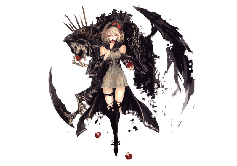 Blonde Girl with Black Wings