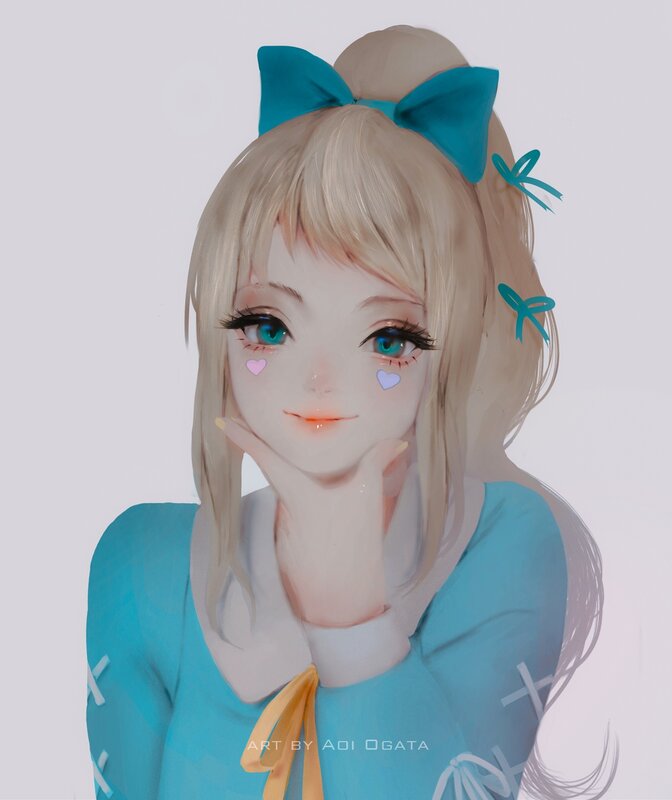 Blonde Girl with Blue Bow — Cheerful