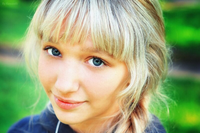 blonde girl with blue eyes