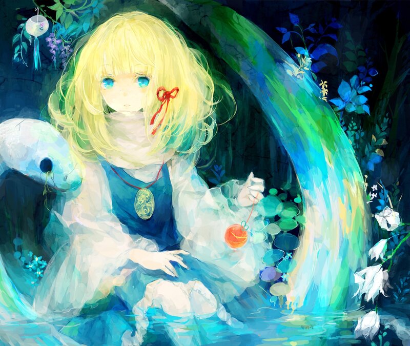 Blonde girl with blue eyes