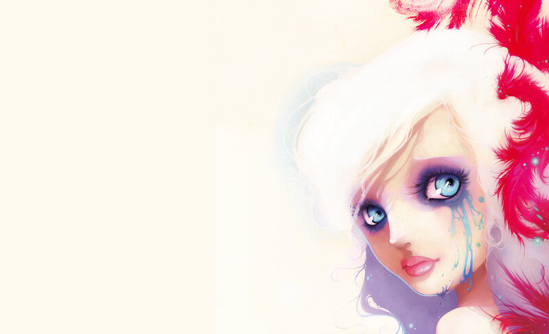 blonde girl with blue tears