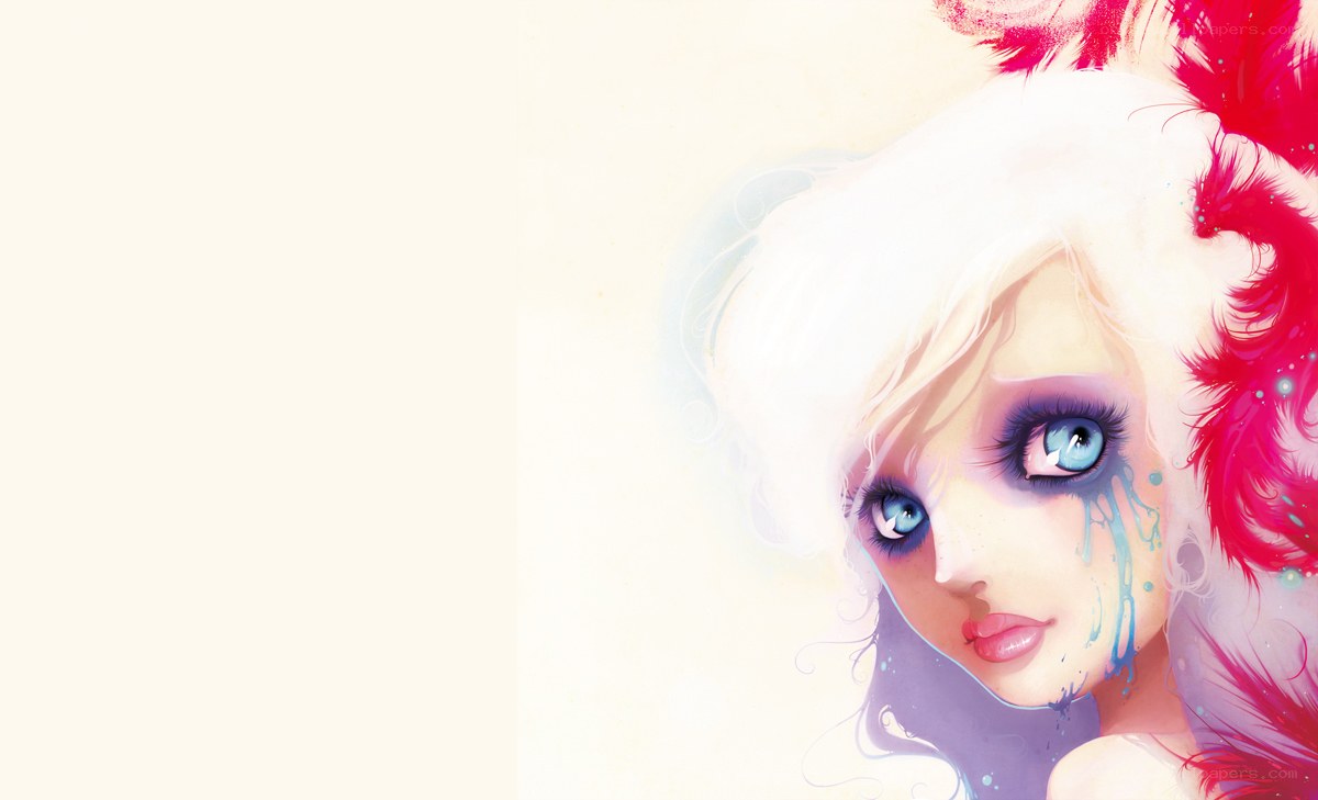 blonde girl with blue tears