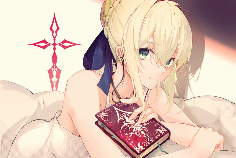 Blonde Girl with Book — White