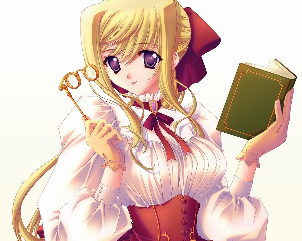 blonde girl with book