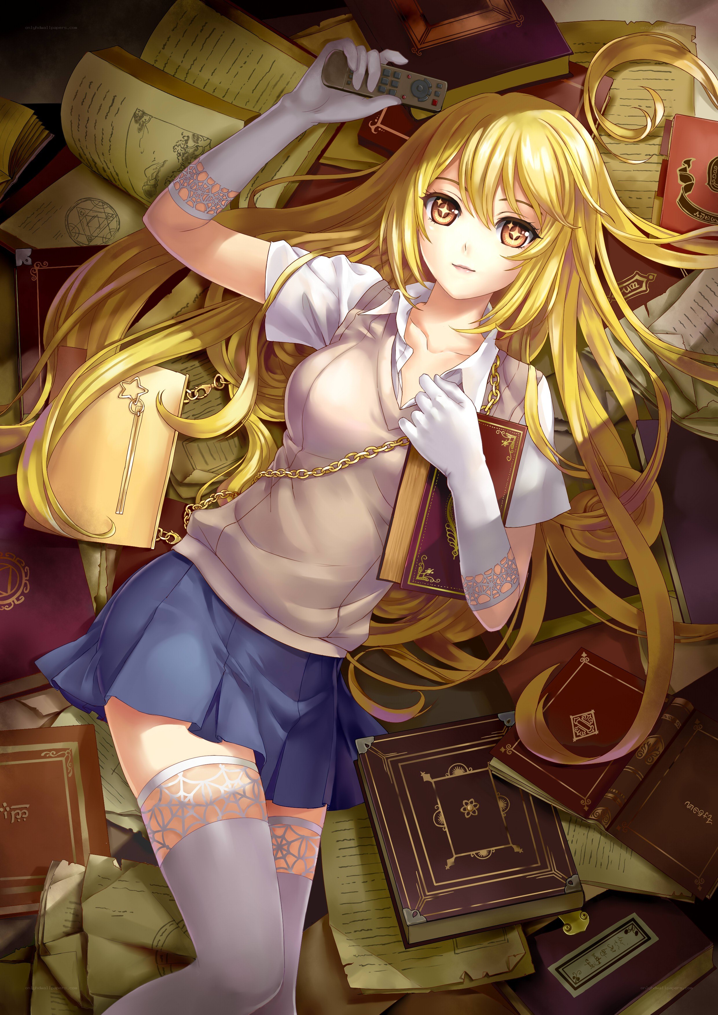 blonde girl with books