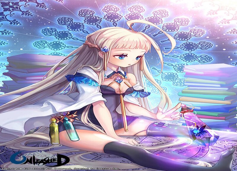 Blonde Girl with Books — Purple