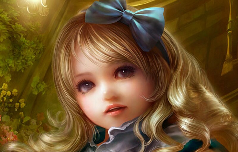 Blonde Girl with Bow — Gold, Serene