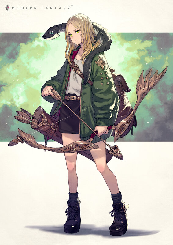 Blonde Girl with Bow — Green