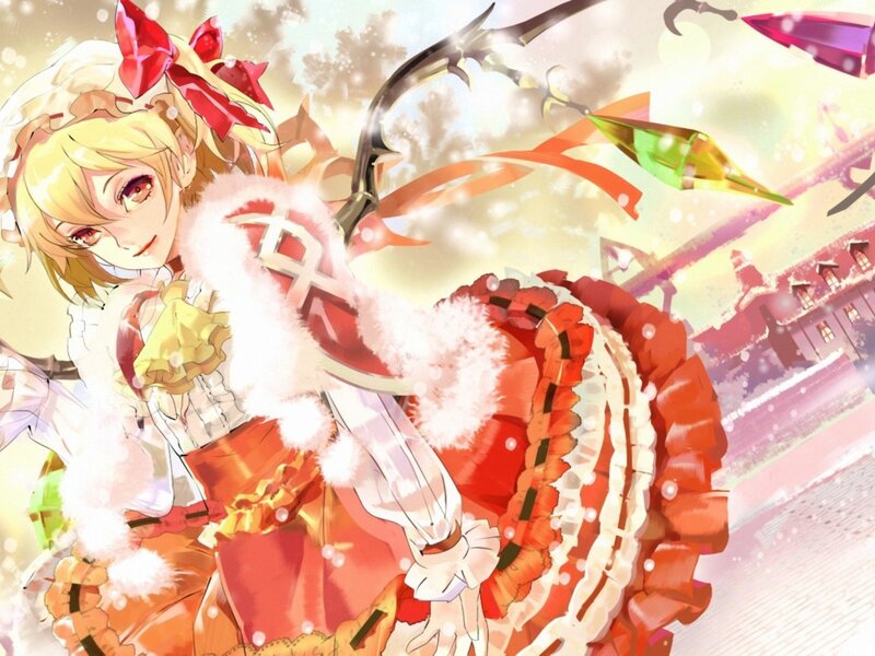 Blonde Girl with Bow — Red, Dramatic