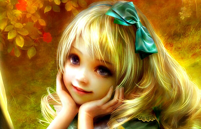 Blonde Girl with Bow — Yellow