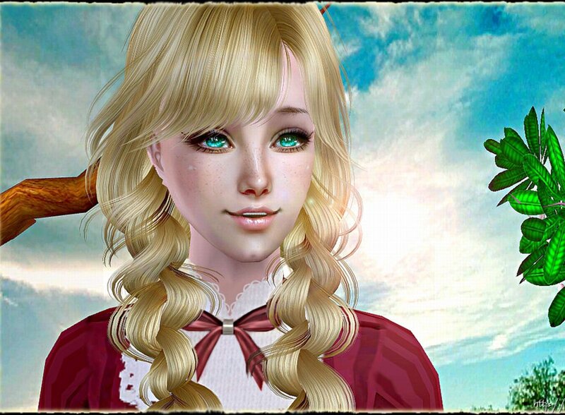 Blonde Girl with Braids — Blue