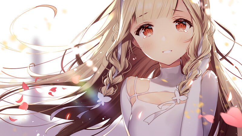 Blonde Girl with Braids — White
