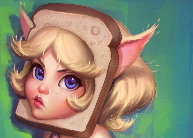 Blonde Girl with Bread Hat