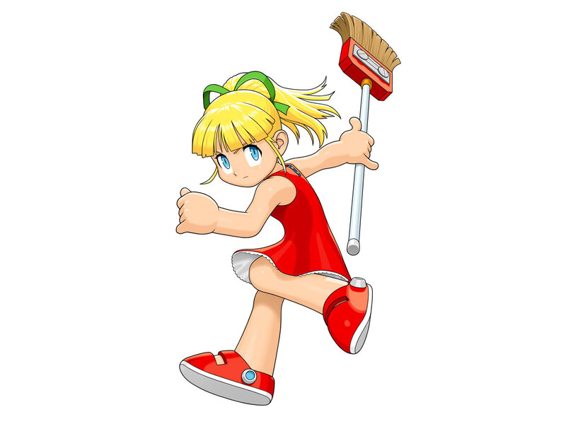 Blonde Girl with Broom — Yellow