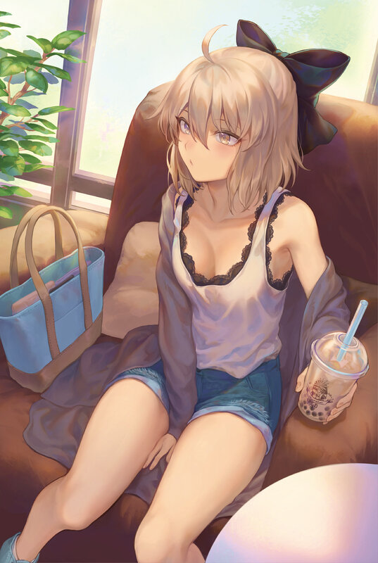 Blonde Girl with Bubble Tea