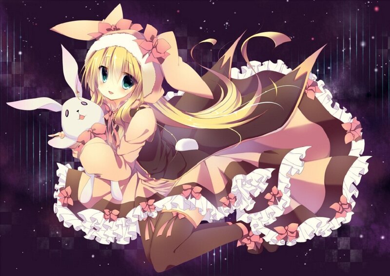 Blonde Girl with Bunny Ears — Purple